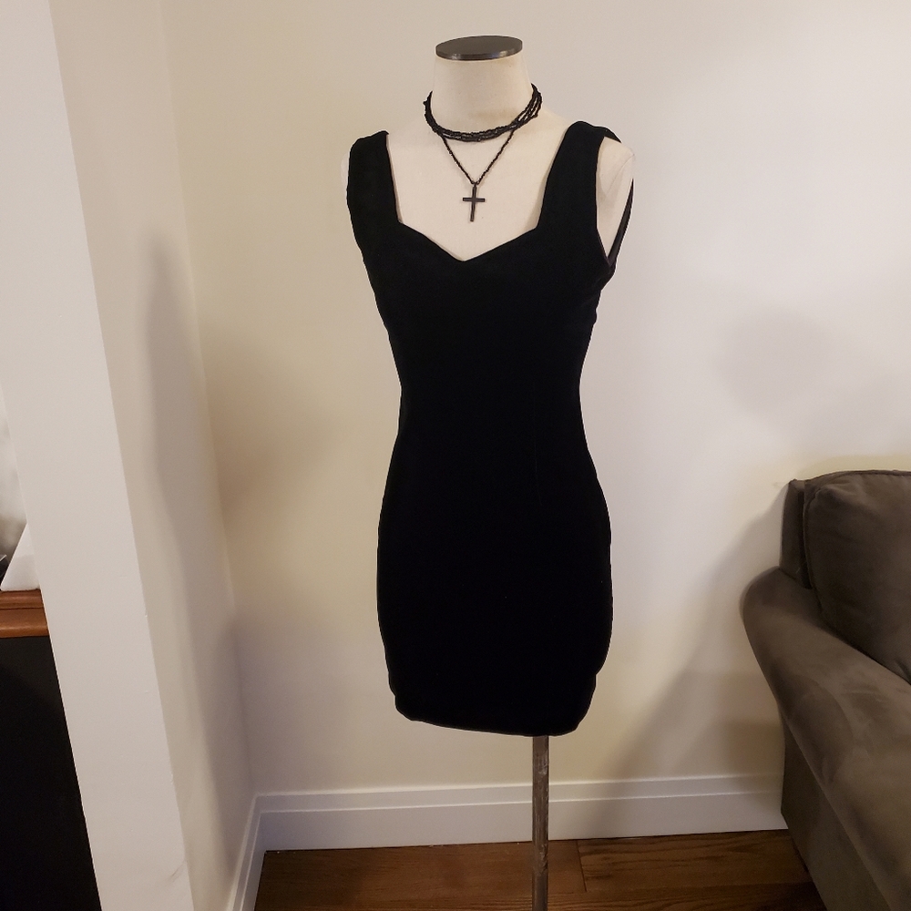 🖤SOLD🖤 Vintage sexy goth velvet 90s bustier mini dress le chateau y2k - Picture 3 of 15